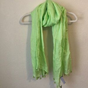 J.Crew Lime Green Linen Tassel Scarf
